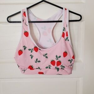 NWOT Cute strawberry print sports bra, size L